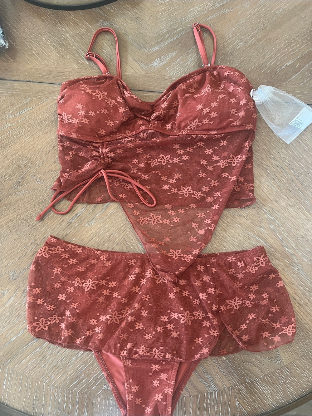 Samiol Velvet “Red” looks Rust Two piece bikini set size Xl